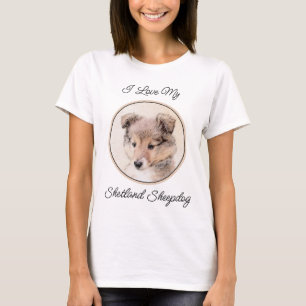 Shetland Sheepdog Puppy Malerei Original Dog Art T-Shirt