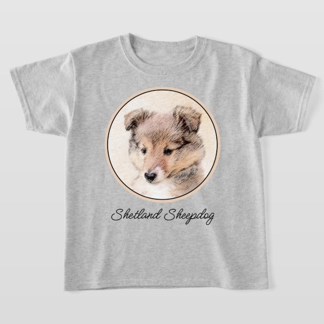Shetland Sheepdog Puppy Malerei Original Dog Art T-Shirt (Ablage )