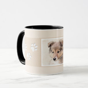 Shetland Sheepdog Puppy Malerei Original Dog Art Tasse