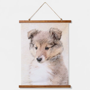 Shetland Sheepdog Puppy Malerei Original Dog Art Wandteppich Mit Holzrahmen