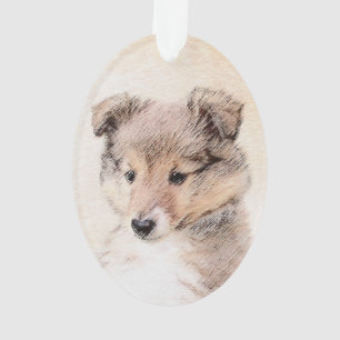 Shetland Sheepdog Puppy Painting Original Dog Art Ornament