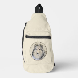 Shetland Sheepdog Puppy Painting Sheltie Dog Art Crossbody Bag