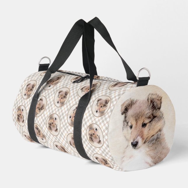 Shetland Sheepdog Puppy Painting Sheltie Dog Art Duffle Bag (Linke Seite)