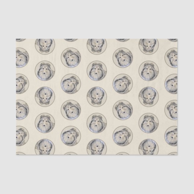 Shetland Sheepdog Puppy Painting Sheltie Dog Art Seidenpapier (Vorderseite)