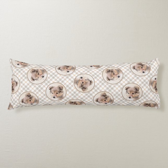 Shetland Sheepdog Puppy Painting Sheltie Dog Art Seitenschläferkissen (Vorderseite)