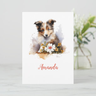 Shetland Sheepdog Puppy Pet Blume Einladung
