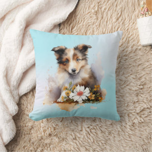 Shetland Sheepdog Puppy Pet Blume Kissen