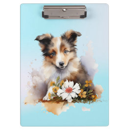 Shetland Sheepdog Puppy Pet Blume Klemmbrett