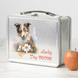 Shetland Sheepdog Puppy Pet Blume Metall Brotdose