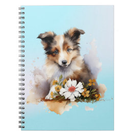 Shetland Sheepdog Puppy Pet Blume Notizblock