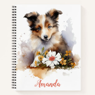 Shetland Sheepdog Puppy Pet Blume Notizbuch