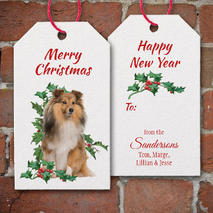 Shetland Sheepdog Red Berry Holly Christmas Geschenkanhänger