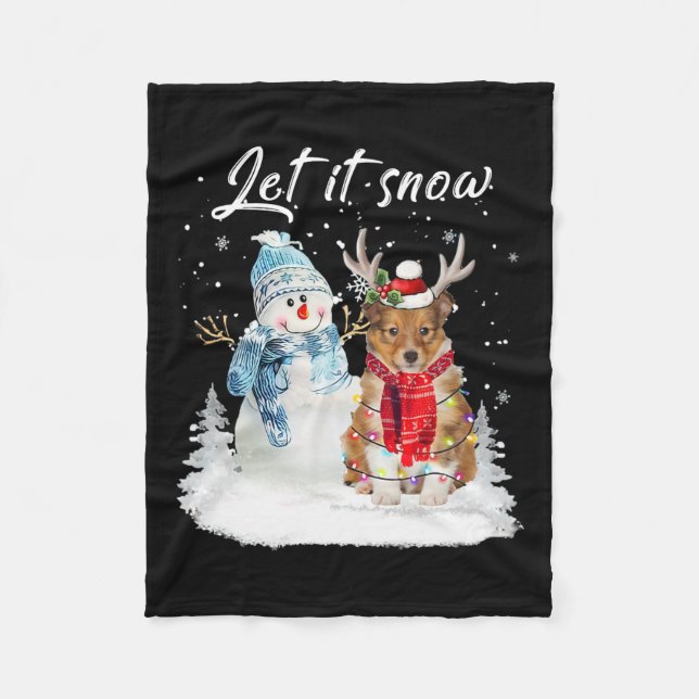 Shetland Sheepdog Santa Dog Weihnachtsschneemann X Fleecedecke (Vorderseite)