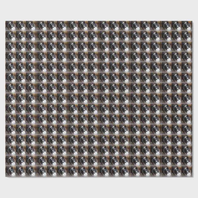 Shetland Sheepdog Schwarz-Weiß Geschenkpapier (Flach)