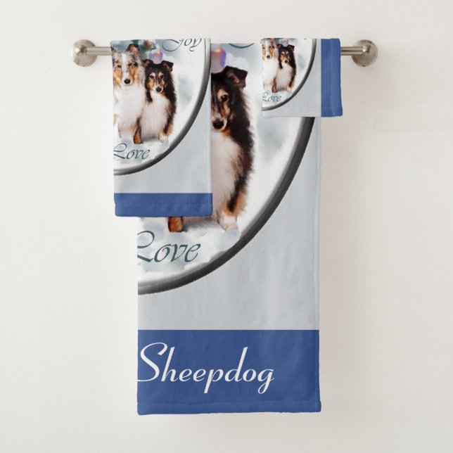 Shetland Sheepdog Sheltie Christmas Badhandtuch Set (Insitu)