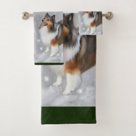 Shetland Sheepdog Sheltie Christmas Badhandtuch Set