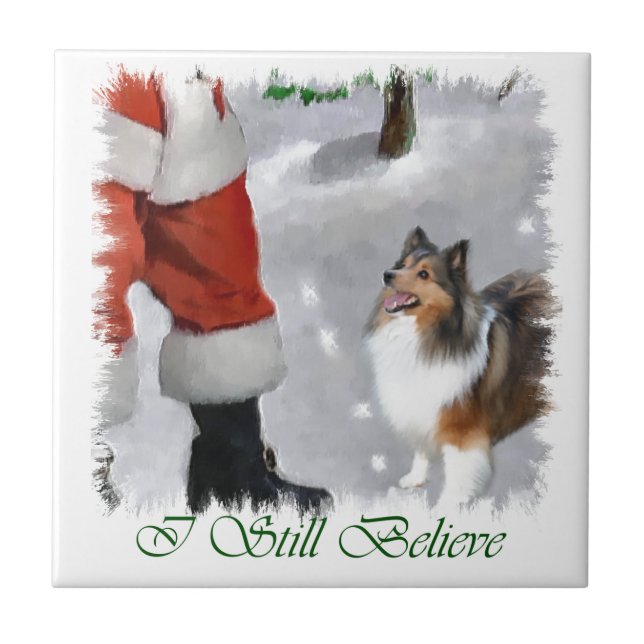 Shetland Sheepdog Sheltie Christmas Fliese (Vorderseite)