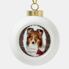 Shetland Sheepdog Sheltie Christmas Keramik Kugel-Ornament