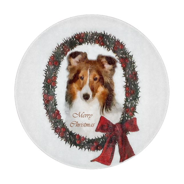 Shetland Sheepdog Sheltie Christmas Schneidebrett (Vorderseite)