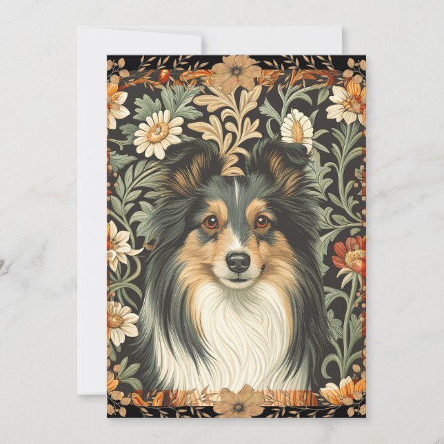 Shetland Sheepdog Sheltie Garden Tapestry Invites Dankeskarte (Vorderseite)