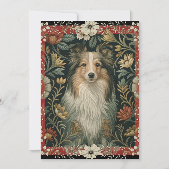 Shetland Sheepdog Sheltie Garden Tapestry Invites Dankeskarte (Vorderseite)