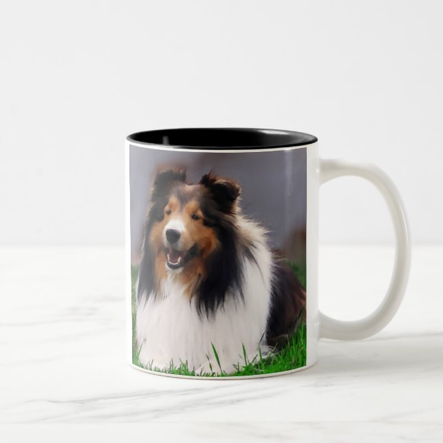 Shetland Sheepdog Sheltie Geschenke Zweifarbige Tasse (Rechts)