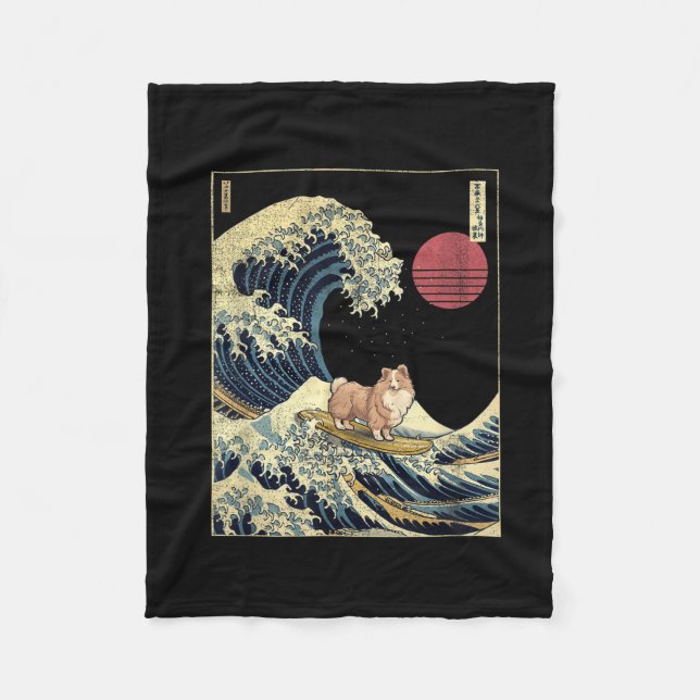 Shetland Sheepdog Sheltie Japanese Kanagawa Wave F Fleecedecke (Vorderseite)