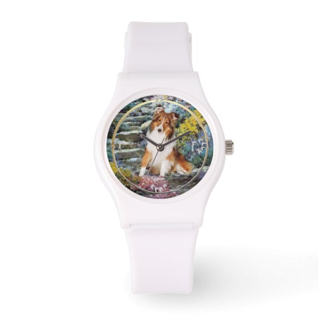 Shetland Sheepdog Sheltie Kunst Geschenke Armbanduhr (Vorderseite)