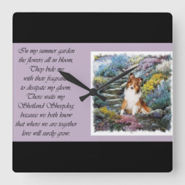 Shetland Sheepdog Sheltie Kunst Geschenke Quadratische Wanduhr