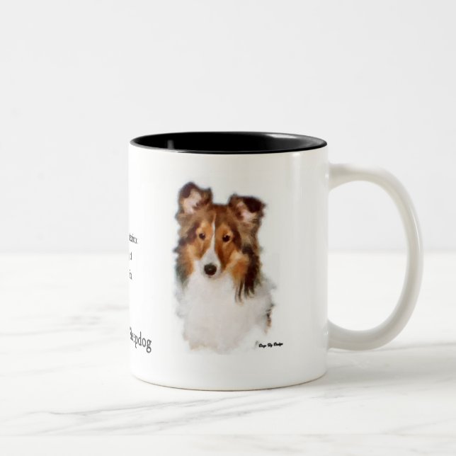 Shetland Sheepdog Sheltie Kunst Geschenke Zweifarbige Tasse (Rechts)