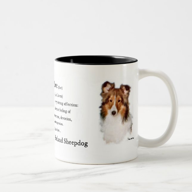 Shetland Sheepdog Sheltie Kunst Geschenke Zweifarbige Tasse (Rechts)