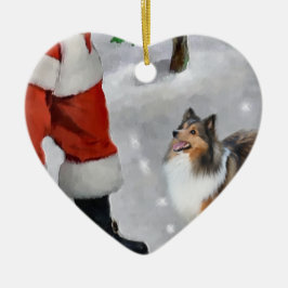 Shetland Sheepdog Sheltie Weihnachtsgeschenk Keramikornament