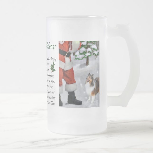 Shetland Sheepdog Sheltie Weihnachtsgeschenk Mattglas Bierglas (Rechts)