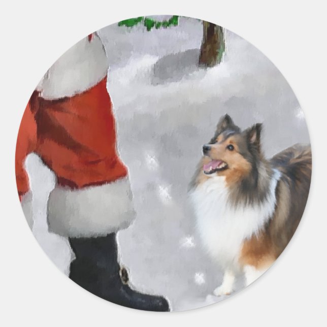Shetland Sheepdog Sheltie Weihnachtsgeschenk Runder Aufkleber (Vorderseite)
