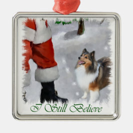 Shetland Sheepdog Sheltie Weihnachtsgeschenk Silbernes Ornament