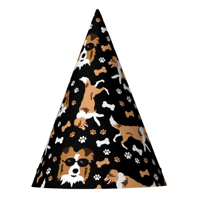 Shetland Sheepdog Shelties Pawprint Pattern Party Partyhütchen (Vorderseite)