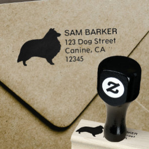 Shetland Sheepdog Silhouette Rücksendeadresse Gummistempel