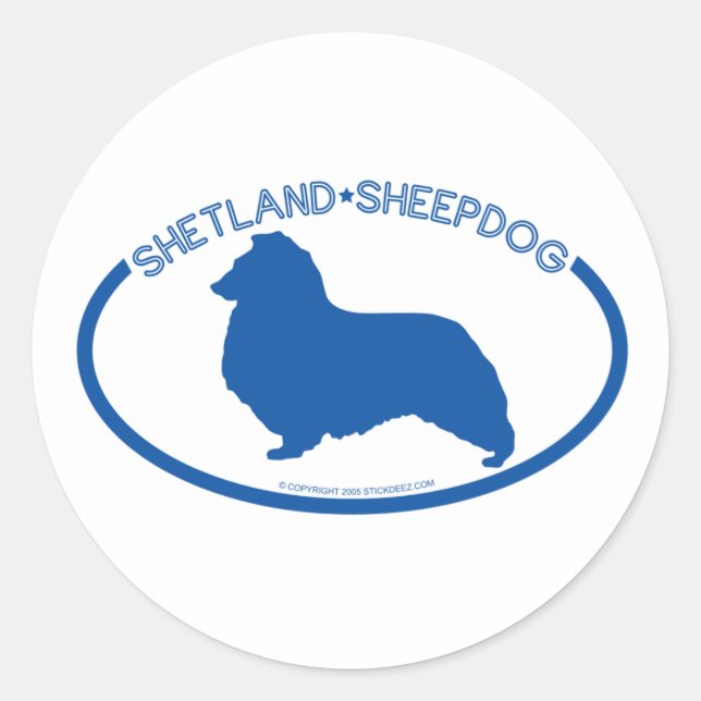 Shetland Sheepdog Silhouette Runder Aufkleber (Vorderseite)