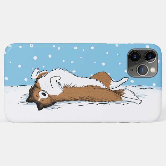 Shetland Sheepdog Snow Dog - Happy Sheltie Winter Case-Mate iPhone Hülle (Rückseite (Horizontal))