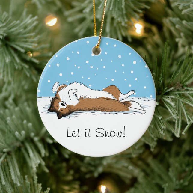 Shetland Sheepdog Snow Dog - Sheltie Holiday Keramikornament (Baum)