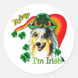 Shetland Sheepdog St Patricks Runder Aufkleber