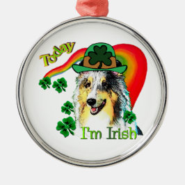 Shetland Sheepdog St Patricks Silbernes Ornament