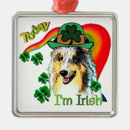 Shetland Sheepdog St Patricks Silbernes Ornament