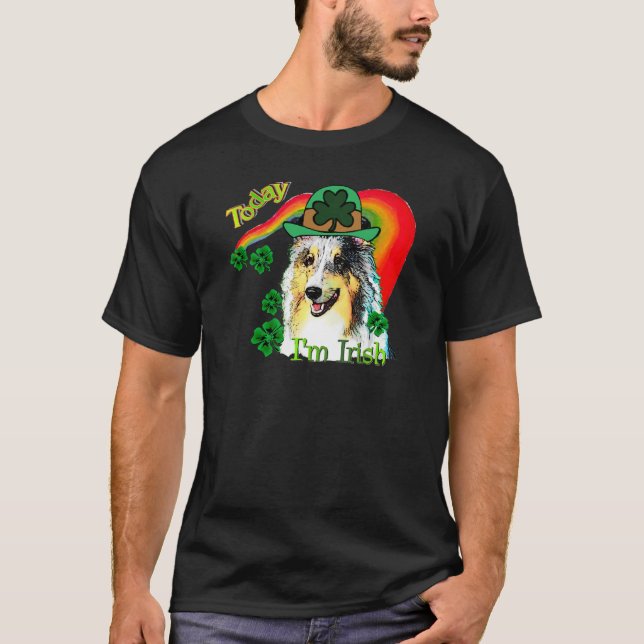 Shetland Sheepdog St Patricks T-Shirt (Vorderseite)