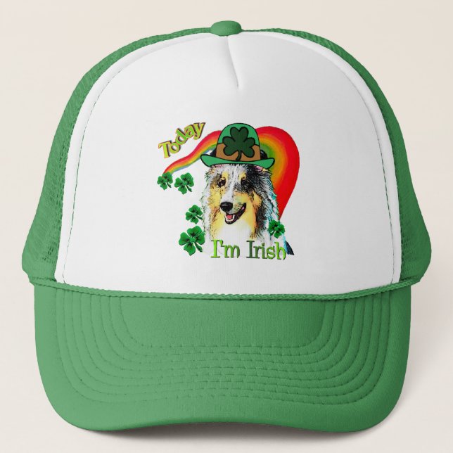 Shetland Sheepdog St Patricks Truckerkappe (Vorderseite)