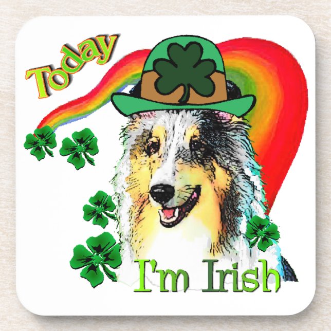 Shetland Sheepdog St Patricks Untersetzer (Vorderseite)