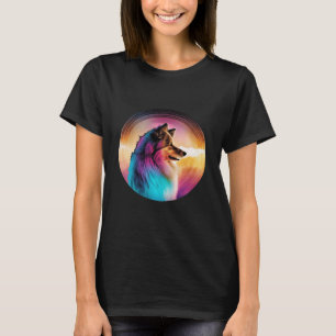 Shetland Sheepdog Synthwave 80er Retrowave Aesthet T-Shirt