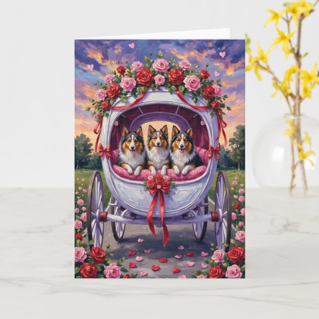 Shetland Sheepdog Valentine's Day  Karte (Gelbe Blume)