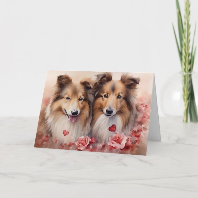 Shetland Sheepdog Valentine's Day Karte (Vorderseite)