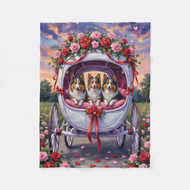 Shetland Sheepdog Valentinstag  Fleecedecke (Vorderseite)